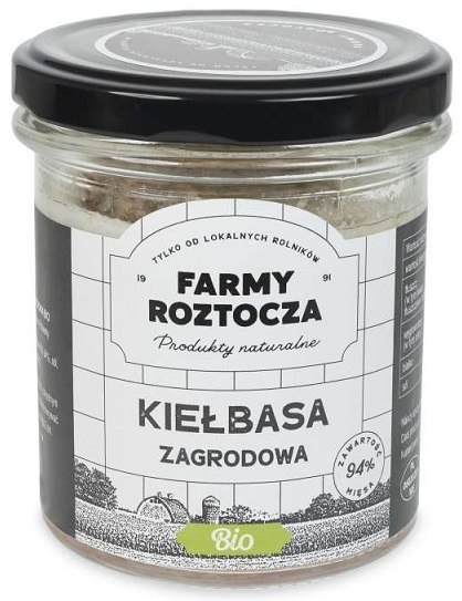 KIEŁBASA ZAGRODOWA BIO 250 g (SŁOIK) - FARMY ROZTOCZA FARMY ROZTOCZA (Z PÓŁKI, w tym weki)