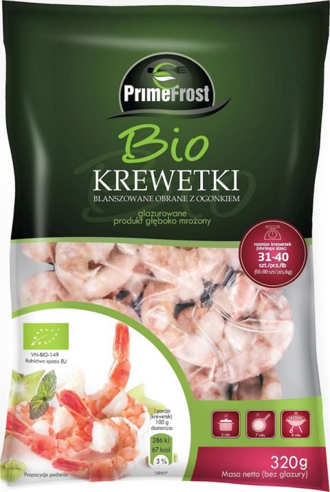 KREWETKI BANANOWE BLANSZOWANE I OBRANE Z OGONKIEM MROŻONE BIO 320 g - PRIMEFROST PRIMEFROST (MROŻONKI - owoce morza)