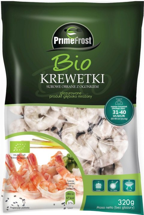 KREWETKI BANANOWE SUROWE I OBRANE Z OGONKIEM MROŻONE BIO 320 g - PRIMEFROST PRIMEFROST (MROŻONKI - owoce morza)