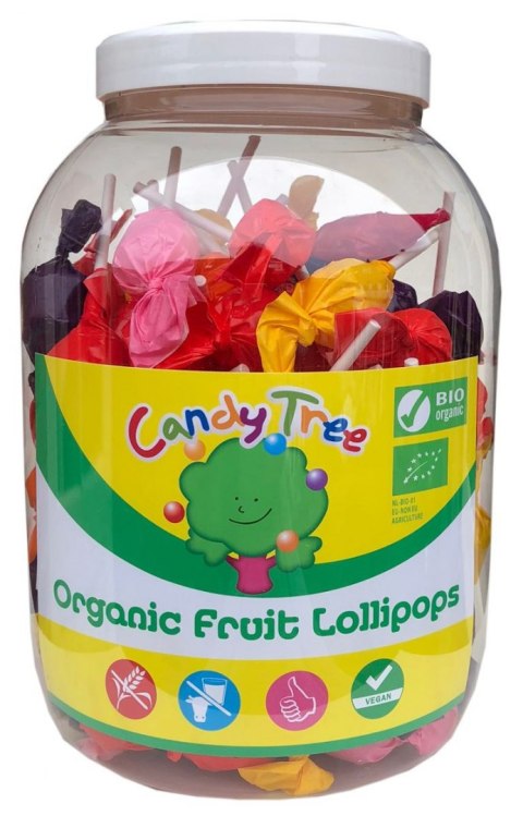 LIZAKI OKRĄGŁE MIX BEZGLUTENOWE BIO 10 g (SŁOIK) - CANDY TREE CANDY TREE (lizaki, cukierki, żelki)