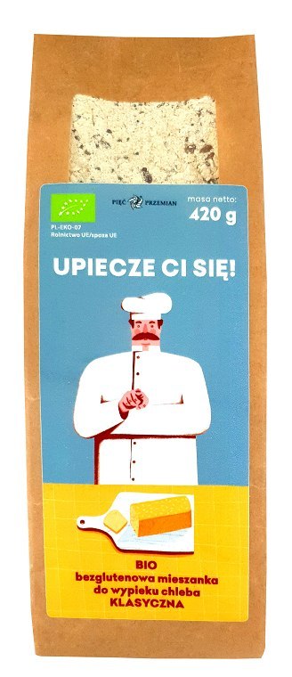 MIESZANKA DO WYPIEKU CHLEBA KLASYCZNA BEZ DODATKU CUKRÓW BEZGLUTENOWA BIO 420 g - PIĘĆ PRZEMIAN PIĘĆ PRZEMIAN (produkty spożywcze)