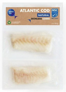 DORSZ ATLANTYCKI MSC POLĘDWICA BEZ SKÓRY MROŻONA (2 x 125 g) 250 g - BETTER FISH BETTER FISH (ryby i owoce morza, w tym MROŻONKI)