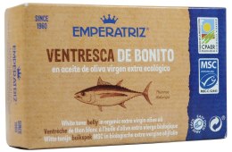 TUŃCZYK BIAŁY MSC FILETY BRZUSZNE (VENTRESCA) W BIO OLIWIE Z OLIWEK EXTRA VIRGIN 115 g (80 g) - EMPERATRIZ EMPERATRIZ (tuńczyk, sardynki)