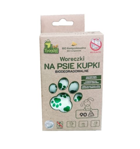 WORKI NA PSIE ODCHODY (KOMPOSTOWALNE I BIODEGRADOWALNE) 90 szt - FROGGY FROGGY (worki na odpady)