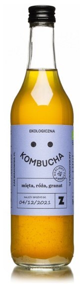 KOMBUCHA Z MIĘTĄ, RÓŻĄ I GRANATEM BIO 500 ml - DELIKATNA (ZAKWASOWNIA) DELIKATNA (Zakwasownia)