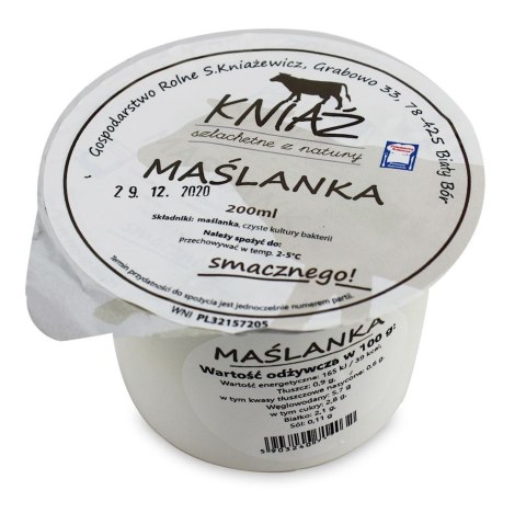 MAŚLANKA NATURALNA BIO 200 ml - EKO KNIAŹ (NA ZAMÓWIENIE) EKO KNIAŹ (nabiał z mleka krowiego)