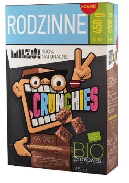 CRUNCHIES ŻYTNIO - OWSIANE KAKAOWE BIO 450 g - MILZU MILZU (płatki śniadaniowe, chrupki)