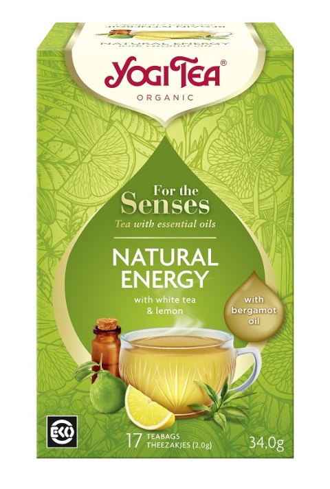 HERBATA BIAŁA DLA ZMYSŁÓW NATURALNA ENERGIA Z ZIOŁAMI, OLEJKIEM Z CYTRYNY I Z BERGAMOTKI (FOR THE SENSES NATURAL ENERGY) BIO (17 YOGI TEA (herbaty i herbatki)