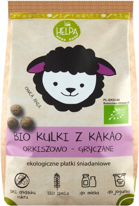 KULKI ORKISZOWO - GRYCZANE Z KAKAO BEZ DODATKU CUKRÓW BIO 160 g - HELPA HELPA (kaszki)