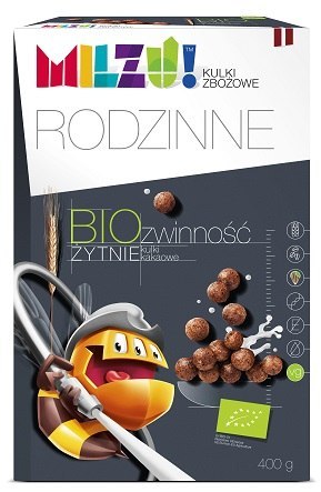 KULKI ŻYTNIO - OWSIANE KAKAOWE "ZWINNOŚĆ" BIO 400 g - MILZU MILZU (płatki śniadaniowe, chrupki)