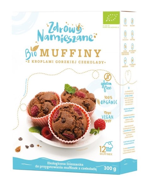 MIESZANKA NA MUFFINY Z KROPLAMI GORZKIEJ CZEKOLADY BEZGLUTENOWA BIO 300 g - ZDROWO NAMIESZANE ZDROWO NAMIESZANE (mieszanki do wypieków)