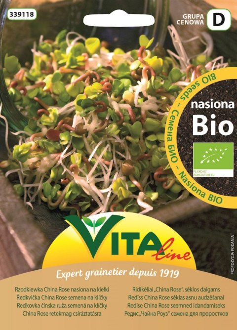 NASIONA RZODKIEWKI CHINA ROSE BIO NA KIEŁKI 20 g - VITA LINE (41141CIN0CS, VG9050, 198005) VITA LINE (nasiona)