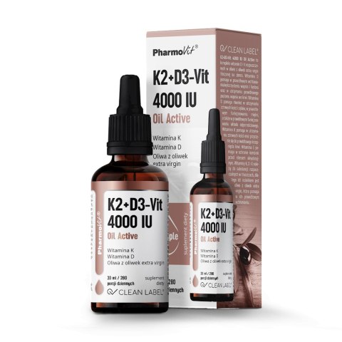 WITAMINA K2 + D3 W KROPLACH BEZGLUTENOWE 30 ml - PHARMOVIT (CLEAN LABEL) PHARMOVIT (suplementy diety)