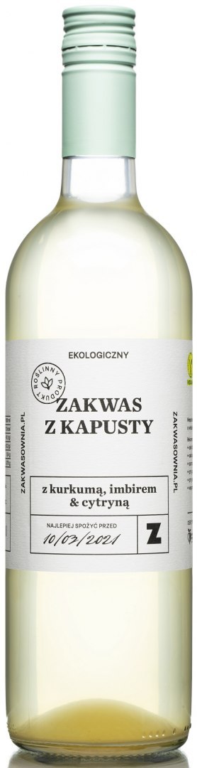 ZAKWAS Z KAPUSTY Z KURKUMĄ, IMBIREM I CYTRYNĄ BIO 700 ml - DELIKATNA DELIKATNA (kombucha, kimchi, zakwas)