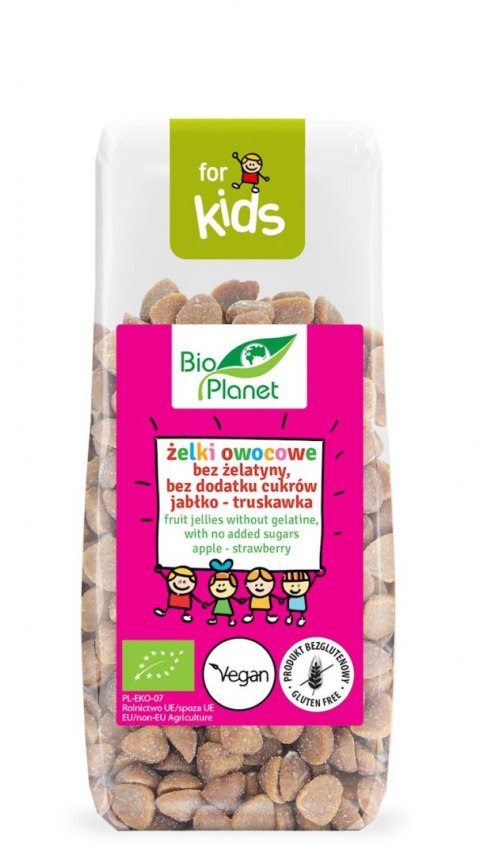 ŻELKI OWOCOWE JABŁKO - TRUSKAWKA BEZ DODATKU CUKRÓW BIO 100 g - BIO PLANET BIO PLANET - seria FOR KIDS