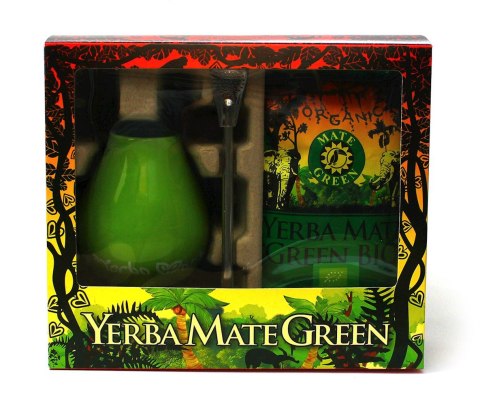 ZESTAW (YERBA MATE BIO 400 g, MATERO (LOSOWY WZÓR), BOMBILLA) - YERBA MATE GREEN ORGANIC YERBA MATE GREEN (yerba mate)