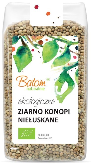 NASIONA KONOPI NIEŁUSKANE BIO 250 g - BATOM BATOM (oleje, soki, sole kąpielowe)